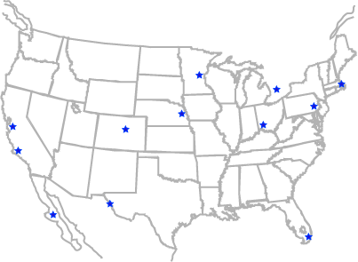 Blue stars indicate locations of CSii distributors.